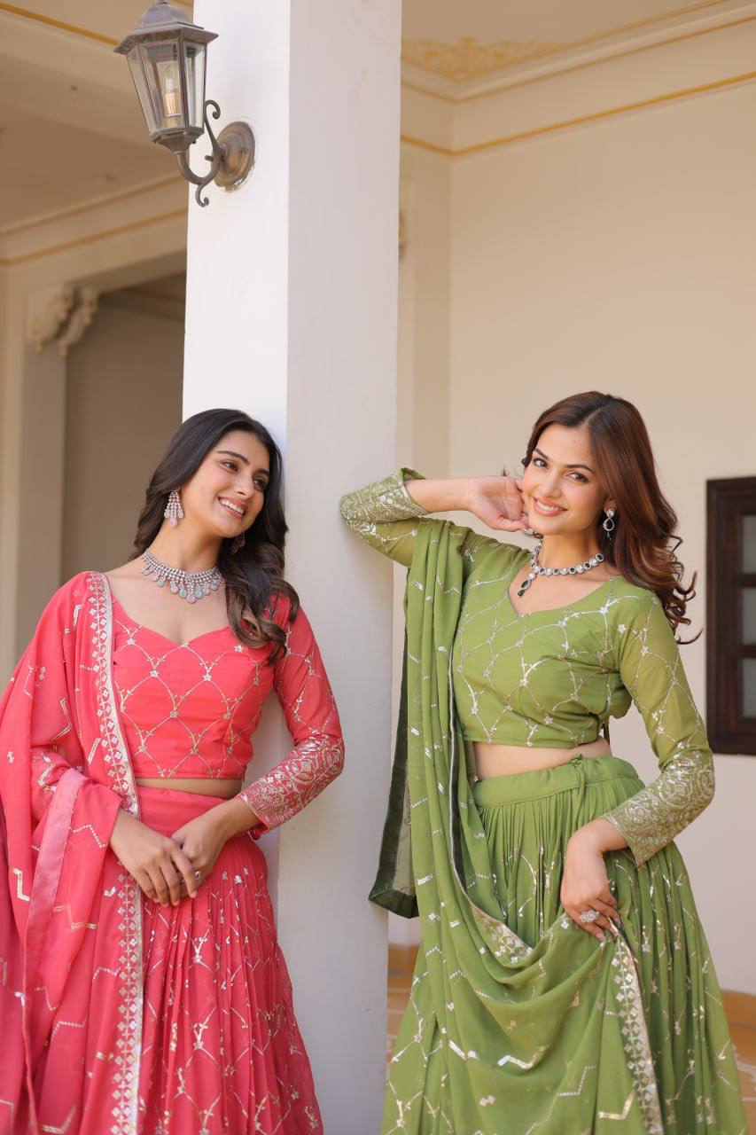 Georgette embroidered Kimaya designer lehenga choli