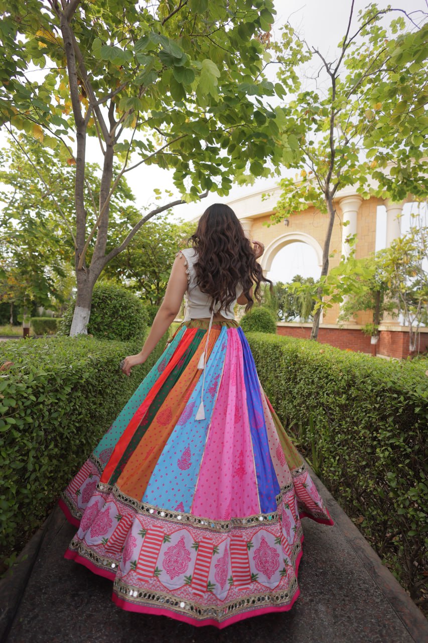 Chhavi Multicolor Cotton Printed Mirror Lehenga Choli