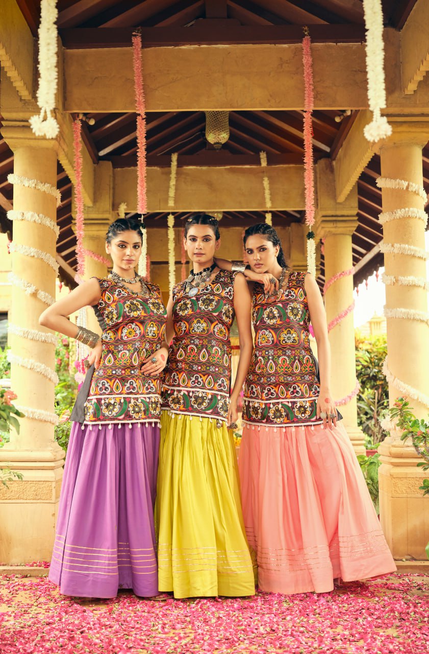 Black Pure Rayon Ribbon Work Embroidered Lehenga Choli