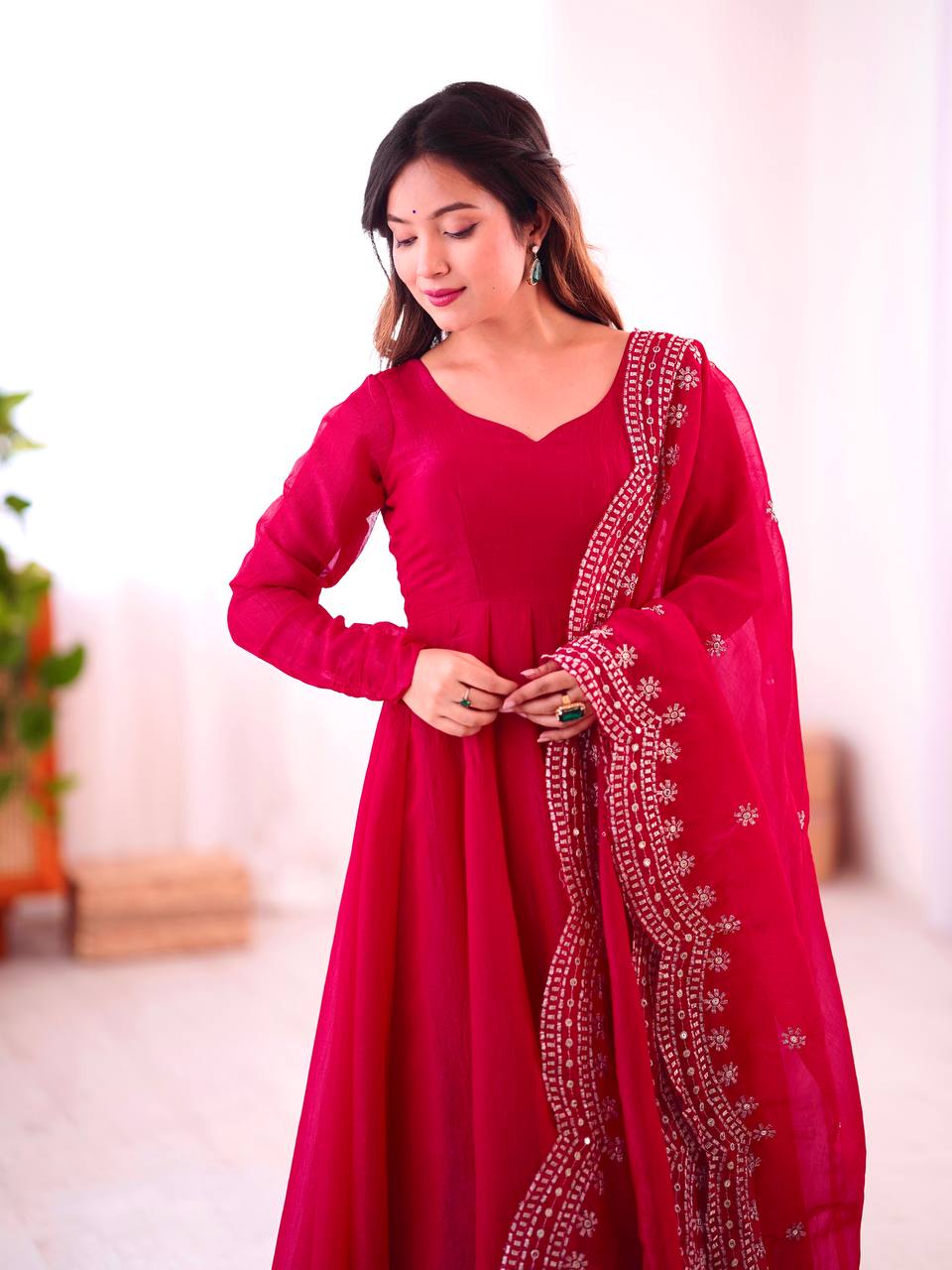 Tiya Fandy Silk Pink Anarkali Suit