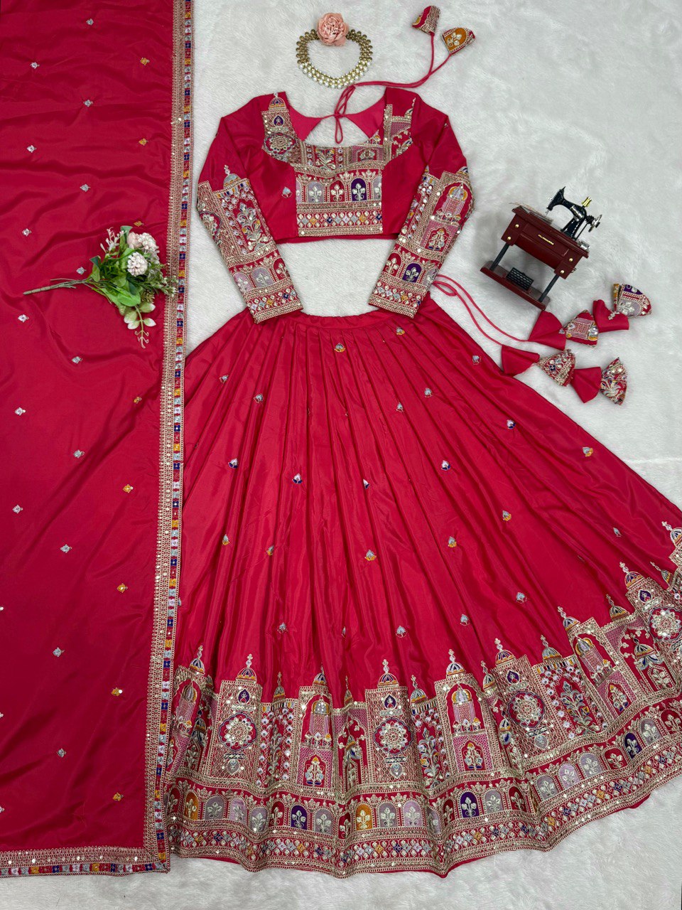 Pink natural crepe silk Kavyani designer lehenga choli