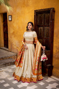Shubhangi off white zari weaving work silk paithani lehenga choli se