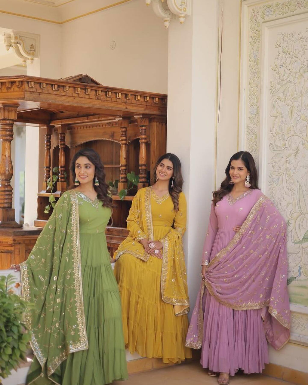 Kamakhya lavender georgette anarkali gown set
