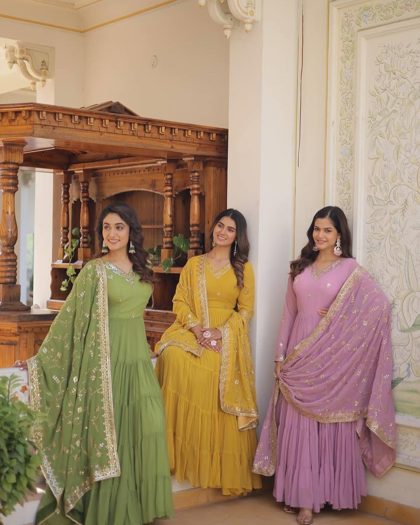 Kamakhya yellow georgette anarkali gown set