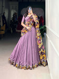Vasa Lavender Color Vichitra Silk Sequins Thread Embroidery Half-Saree Lehenga