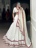 White Pure Rayon Mirror Gamthi and Gotta Patti Work Lehenga Choli