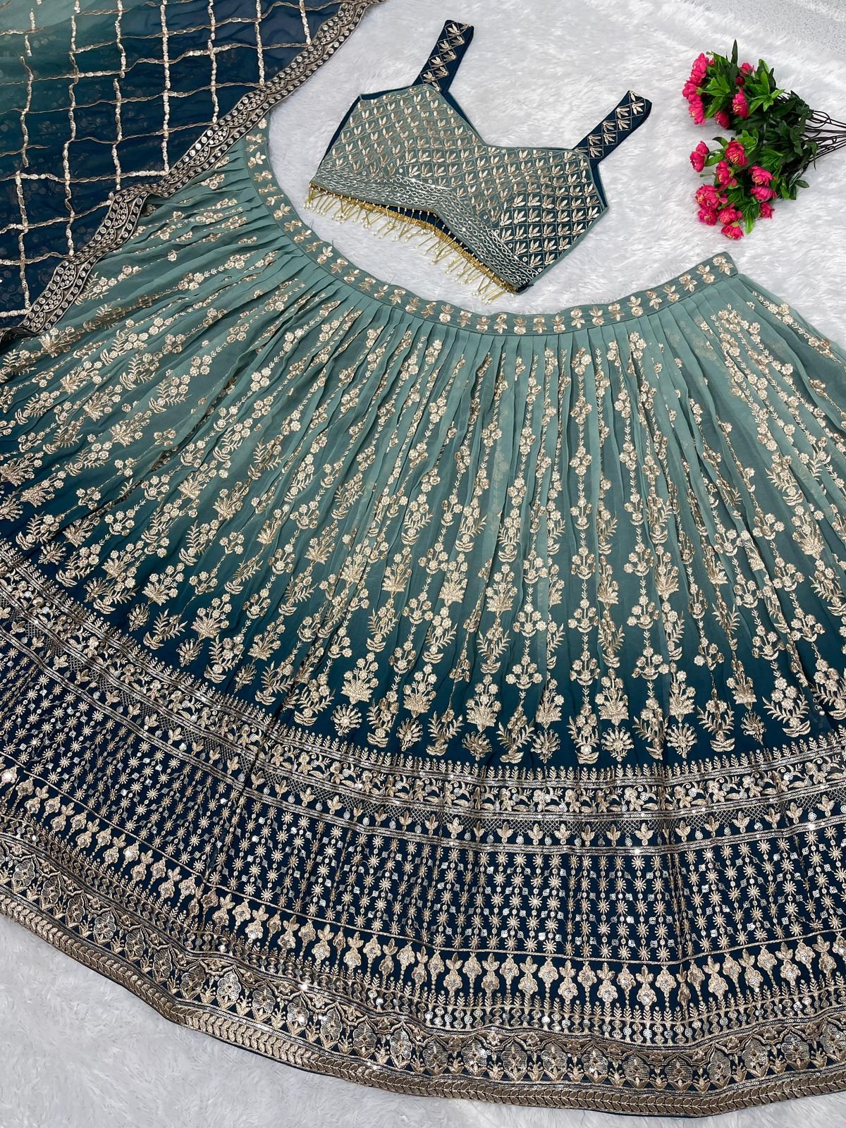 Radiant exquisite bridal lehenga choli set with sequin embroidery