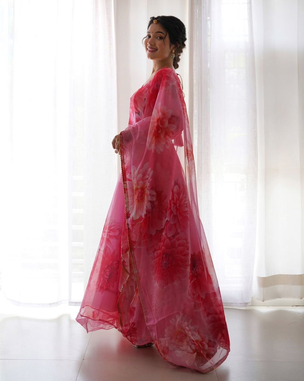Ishanvi pink printed anarkali suit set