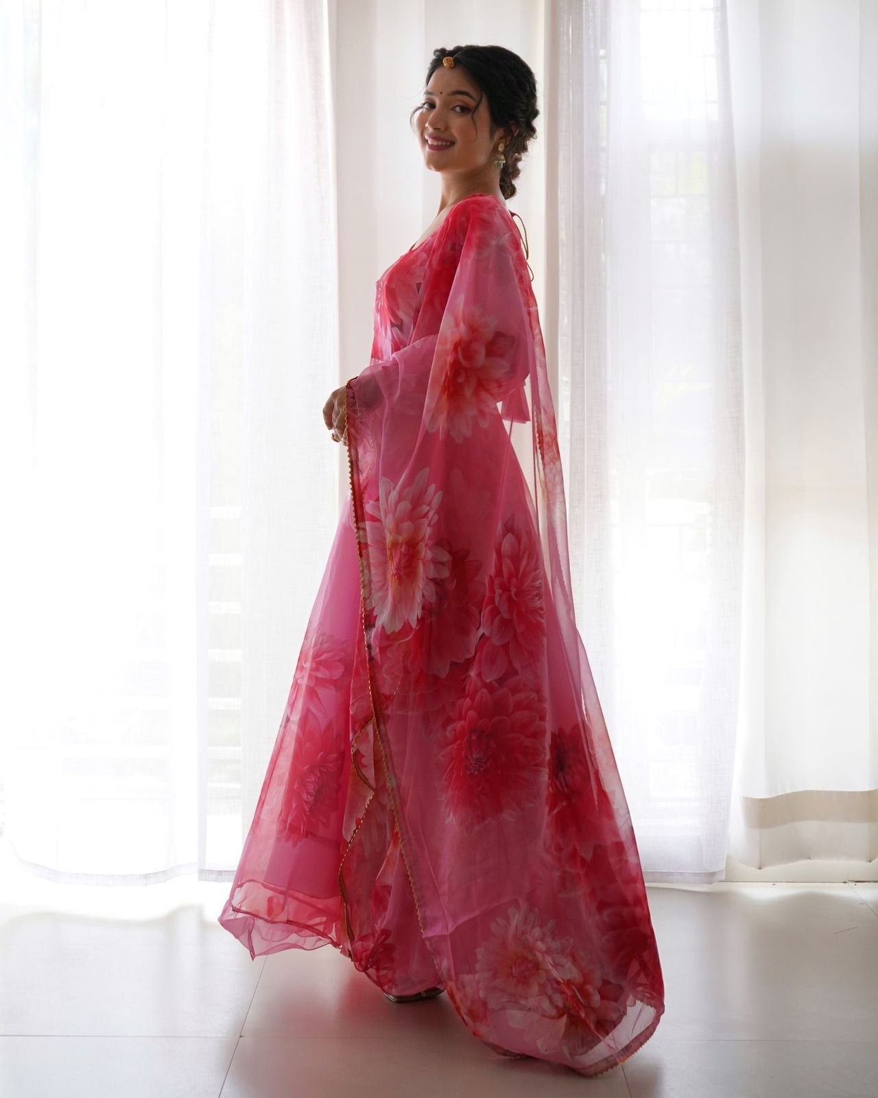 Ishanvi pink printed anarkali suit set