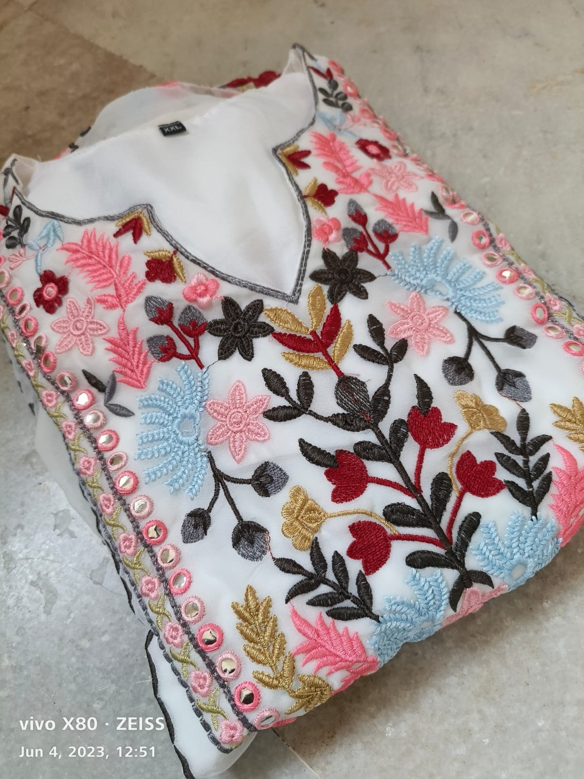 Sandhya White Cotton Embroidered Pakistani Suit Set